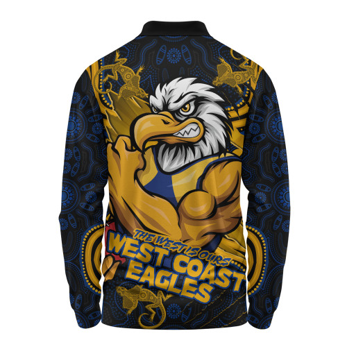 West Coast Eagles Long Sleeve Polo Shirt Spirit Warriors Of The Game