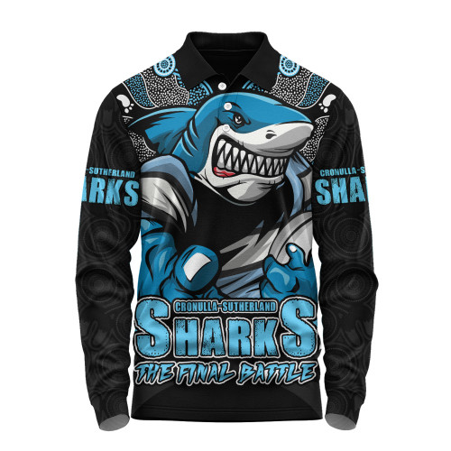 Cronulla-Sutherland Sharks Long Sleeve Polo Shirt Final Clash Battle Edition