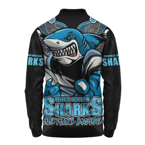 Cronulla-Sutherland Sharks Long Sleeve Polo Shirt Final Clash Battle Edition Cronulla-Sutherland Sharks Long Sleeve Polo Shirt Final Clash Battle Edition