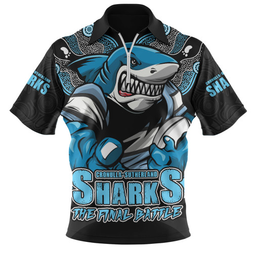 Cronulla-Sutherland Sharks Zip Polo Shirt Final Clash Battle Edition