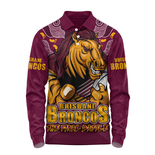 Brisbane Broncos Long Sleeve Polo Shirt Final Clash Battle Edition