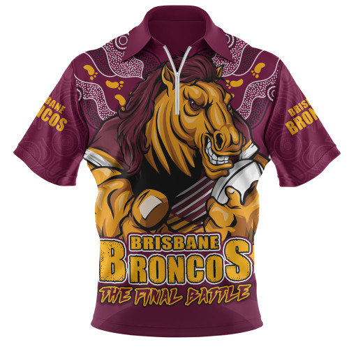 Brisbane Broncos Zip Polo Shirt Final Clash Battle Edition