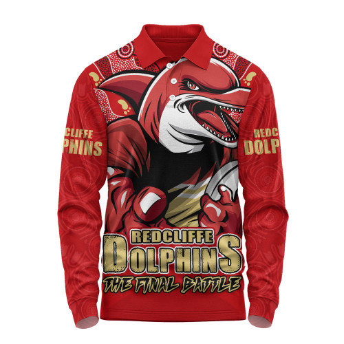 Redcliffe Dolphins Long Sleeve Polo Shirt Final Clash Battle Edition