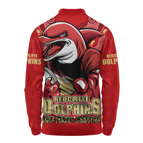 Redcliffe Dolphins Long Sleeve Polo Shirt Final Clash Battle Edition Redcliffe Dolphins Long Sleeve Polo Shirt Final Clash Battle Edition