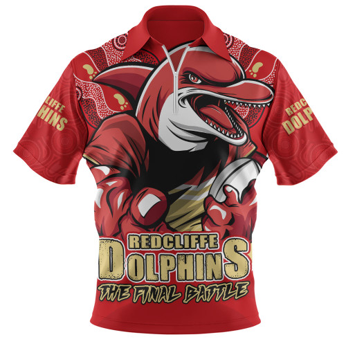 Redcliffe Dolphins Zip Polo Shirt Final Clash Battle Edition