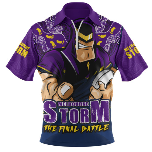 Melbourne Storm Zip Polo Shirt Final Clash Battle Edition