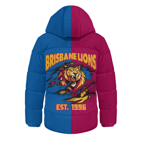 Brisbane Lions Hooded Padded Jacket Warrior's Heart Ignites