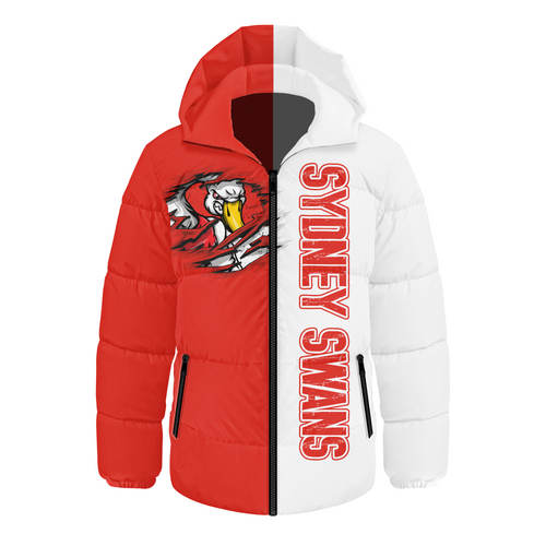 Sydney Swans Hooded Padded Jacket Warrior's Heart Ignites