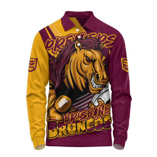 Brisbane Broncos Long Sleeve Polo Shirt Chasing Victory 2025 Final Series Pride
