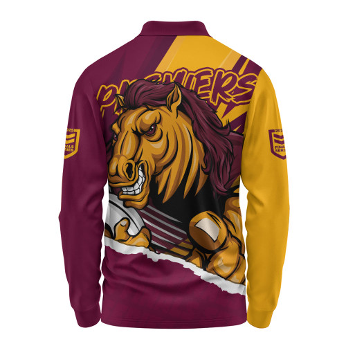 Brisbane Broncos Long Sleeve Polo Shirt Chasing Victory 2025 Final Series Pride Brisbane Broncos Long Sleeve Polo Shirt Chasing Victory 2025 Final Series Pride