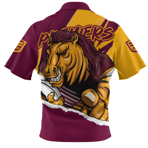 Brisbane Broncos Zip Polo Shirt Chasing Victory 2025 Final Series Pride