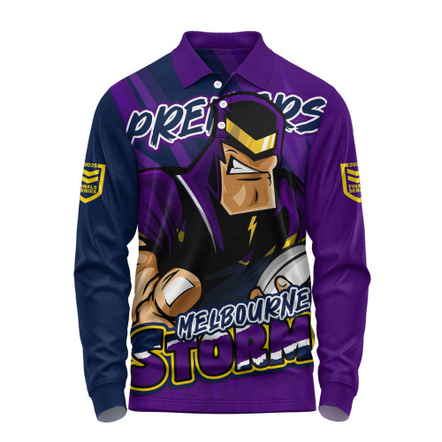 Melbourne Storm Long Sleeve Polo Shirt Chasing Victory 2025 Final Series Pride