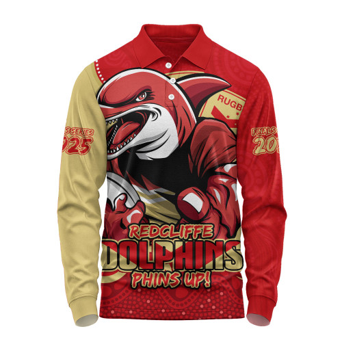 Redcliffe Dolphins Long Sleeve Polo Shirt Battle For Glory Rugby Finals Edition