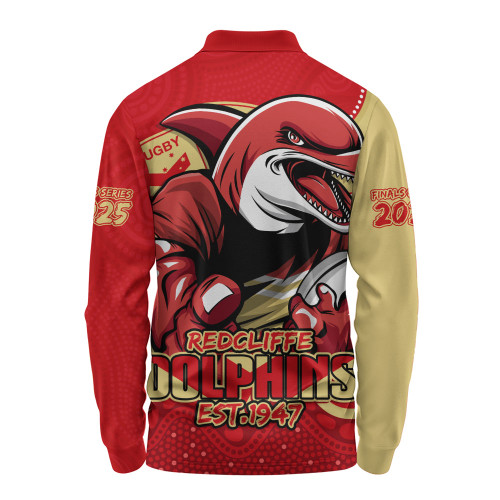 Redcliffe Dolphins Long Sleeve Polo Shirt Battle For Glory Rugby Finals Edition