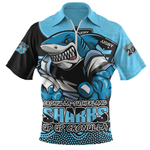 Cronulla-Sutherland Sharks Zip Polo Shirt Battle For Glory Rugby Finals Edition