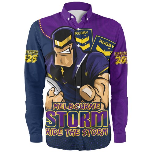 Melbourne Storm Long Sleeve Shirt Battle For Glory Rugby Finals Edition