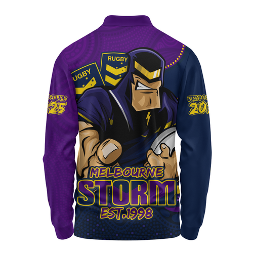 Melbourne Storm Long Sleeve Polo Shirt Battle For Glory Rugby Finals Edition Melbourne Storm Long Sleeve Polo Shirt Battle For Glory Rugby Finals Edition