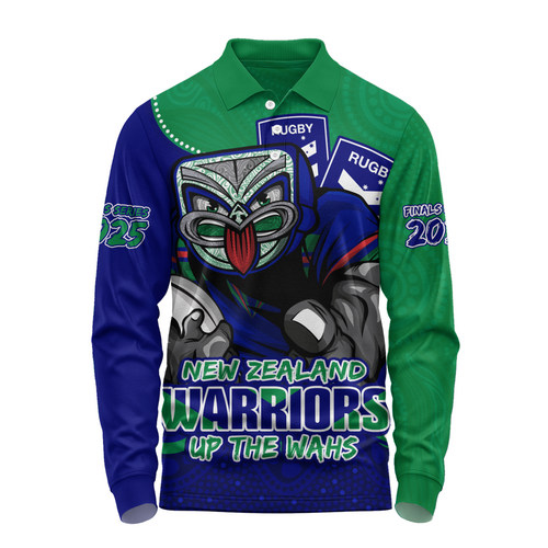 New Zealand Warriors Long Sleeve Polo Shirt Battle For Glory Rugby Finals Edition