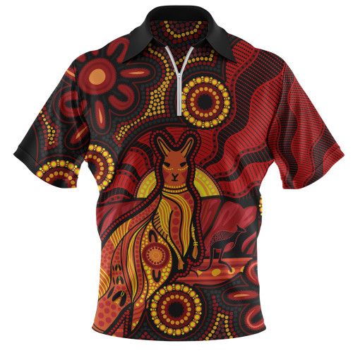 Indigenous Australian Aboriginal Zip Polo Shirt Echoes Of The Dreaming Indigenous Australian Aboriginal Zip Polo Shirt Echoes Of The Dreaming