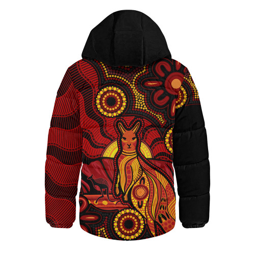 Indigenous Australian Aboriginal Hooded Padded Jacket Echoes Of The Dreaming