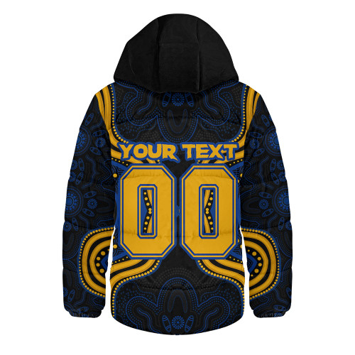 Indigenous Australian Aboriginal Hooded Padded Jacket Echoes Of The Dreaming