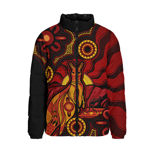 Indigenous Australian Aboriginal Padded Jacket Warrior's Heart Ignites