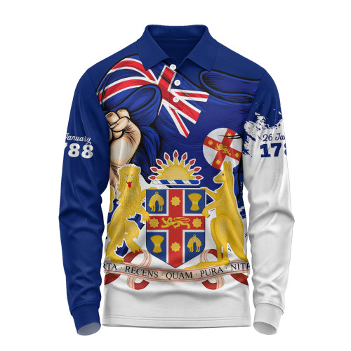 New South Wales Long Sleeve Polo Shirt Power Pride And Heritage Crest