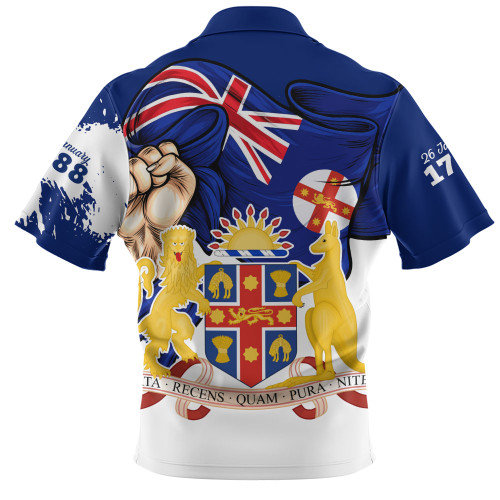 New South Wales Zip Polo Shirt Power Pride And Heritage Crest New South Wales Zip Polo Shirt Power Pride And Heritage Crest