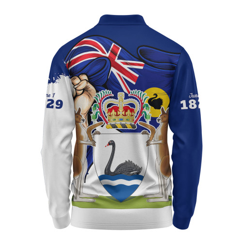 Western Australia Long Sleeve Polo Shirt Power Pride And Heritage Crest