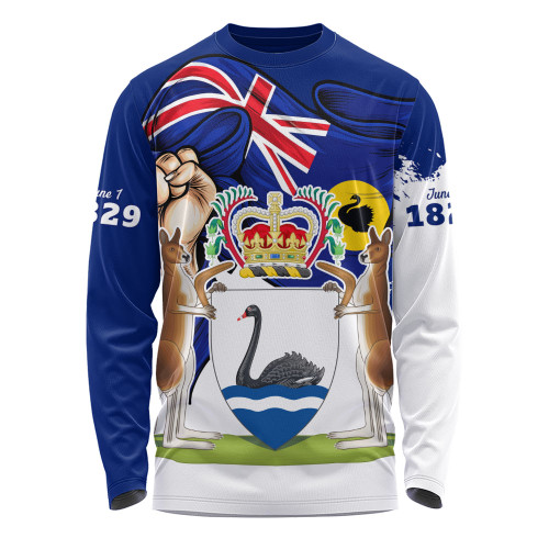 Western Australia Long Sleeve T-shirt Power Pride And Heritage Crest Western Australia Long Sleeve T-shirt Power Pride And Heritage Crest