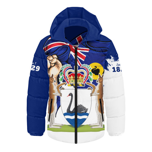 Western Australia Hooded Padded Jacket Power Pride And Heritage Crest