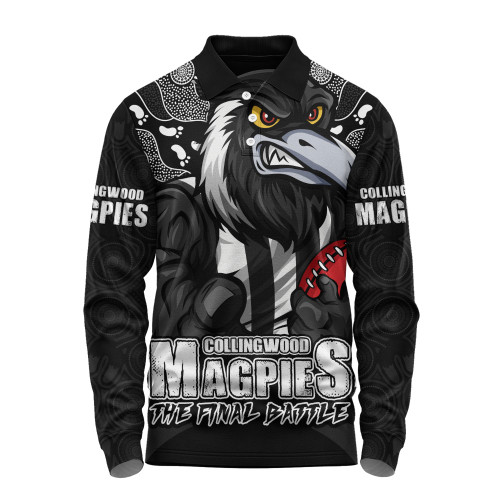 Collingwood Long Sleeve Polo Shirt Final Clash Battle Edition