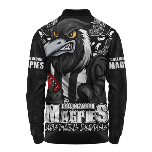 Collingwood Long Sleeve Polo Shirt Final Clash Battle Edition Collingwood Long Sleeve Polo Shirt Final Clash Battle Edition