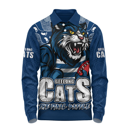 Geelong Cats Long Sleeve Polo Shirt Final Clash Battle Edition