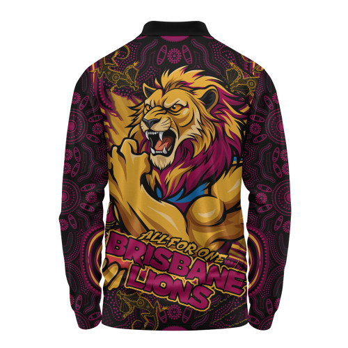 Brisbane Lions Long Sleeve Polo Shirt Spirit Warriors Of The Game