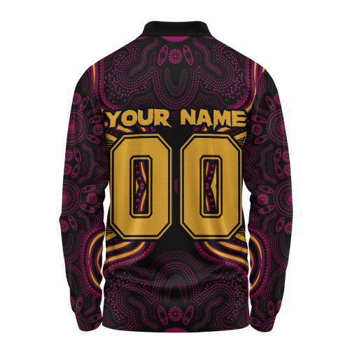 Brisbane Lions Long Sleeve Polo Shirt Spirit Warriors Of The Game