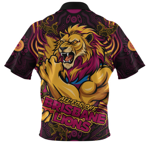 Brisbane Lions Zip Polo Shirt Spirit Warriors Of The Game