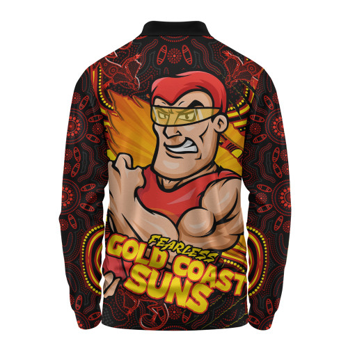 Gold Coast SUNS Long Sleeve Polo Shirt Spirit Warriors Of The Game