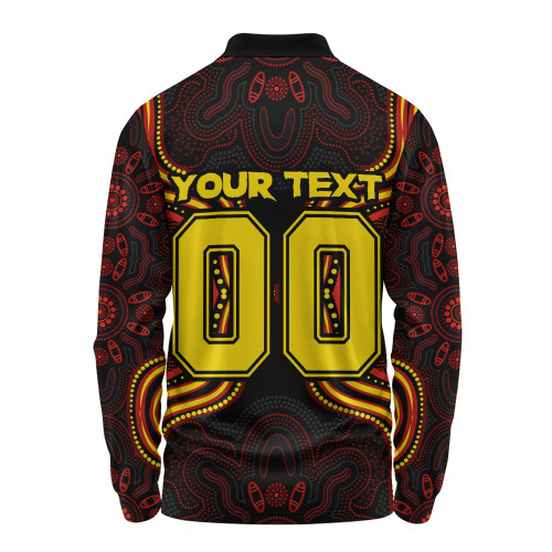 Gold Coast SUNS Long Sleeve Polo Shirt Spirit Warriors Of The Game