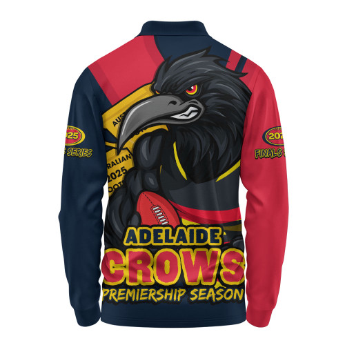 Adelaide Crows Long Sleeve Polo Shirt Australian Football Finals Premiership Spirit Adelaide Crows Long Sleeve Polo Shirt Australian Football Finals Premiership Spirit