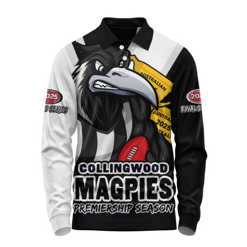 Collingwood Long Sleeve Polo Shirt Australian Football Finals Premiership Spirit