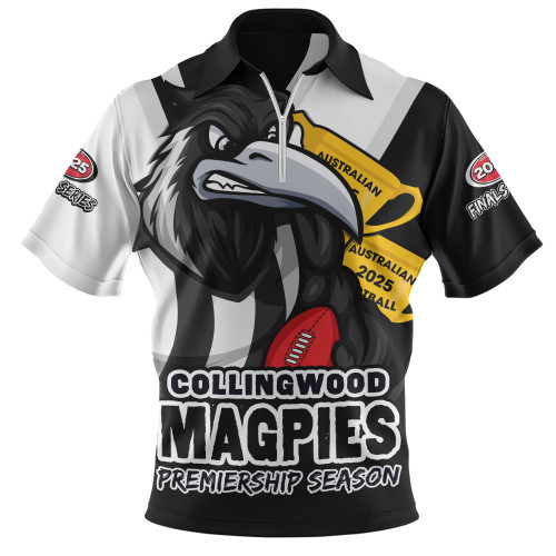 Collingwood Zip Polo Shirt Australian Football Finals Premiership Spirit