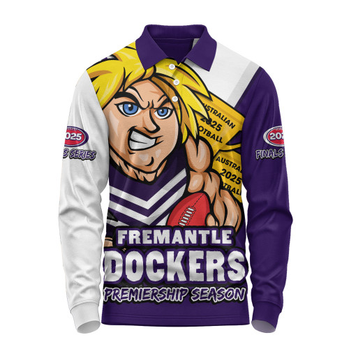 Fremantle Long Sleeve Polo Shirt Australian Football Finals Premiership Spirit Fremantle Long Sleeve Polo Shirt Australian Football Finals Premiership Spirit