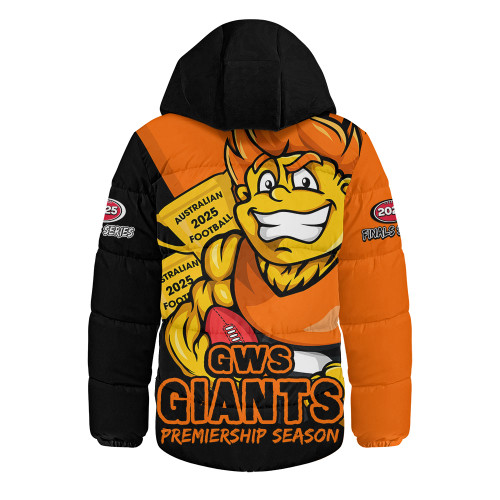 GWS GIANTS Hooded Padded Jacket Australian Football Finals Premiership Spirit