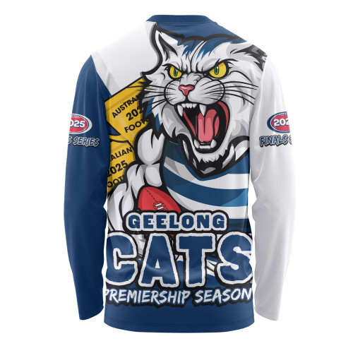 Geelong Cats Long Sleeve T-shirt Australian Football Finals Premiership Spirit Geelong Cats Long Sleeve T-shirt Australian Football Finals Premiership Spirit