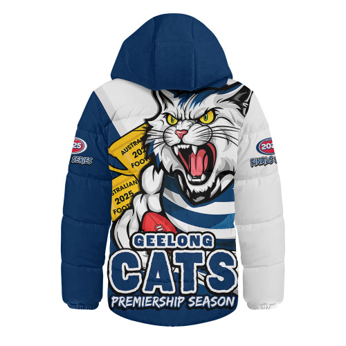 Geelong Cats Hooded Padded Jacket Australian Football Finals Premiership Spirit