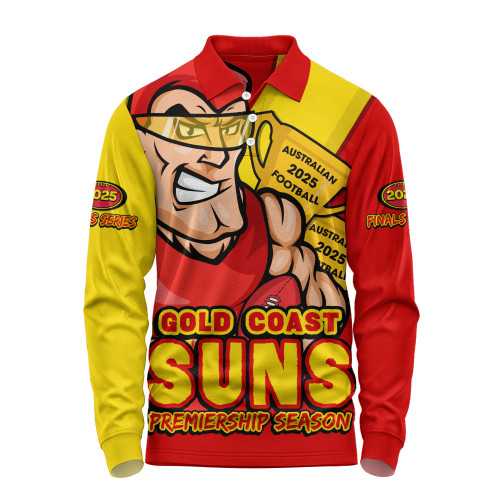 Gold Coast SUNS Long Sleeve Polo Shirt Australian Football Finals Premiership Spirit
