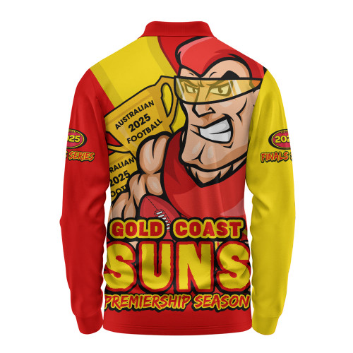 Gold Coast SUNS Long Sleeve Polo Shirt Australian Football Finals Premiership Spirit