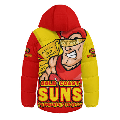Gold Coast SUNS Hooded Padded Jacket Australian Football Finals Premiership Spirit Gold Coast SUNS Hooded Padded Jacket Australian Football Finals Premiership Spirit