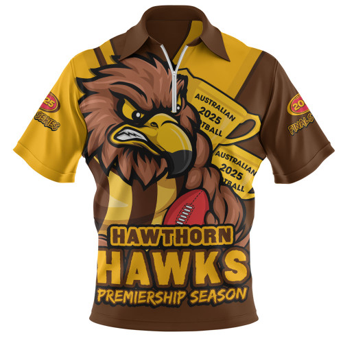 Hawthorn Zip Polo Shirt Australian Football Finals Premiership Spirit